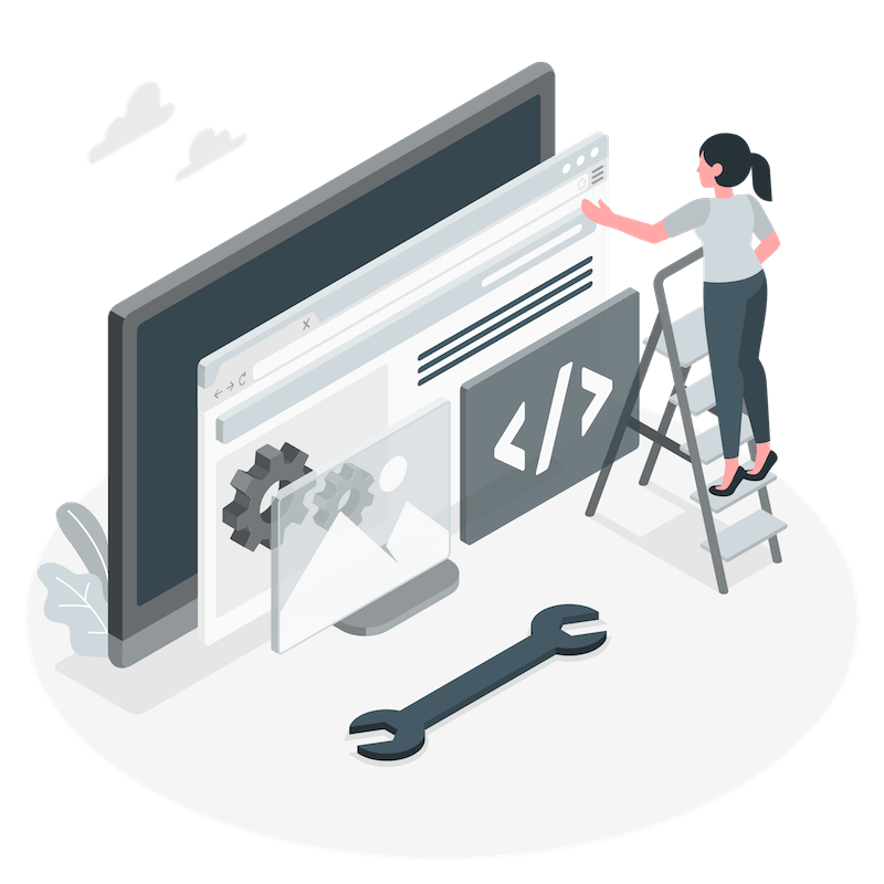 Woman coding on large web interface